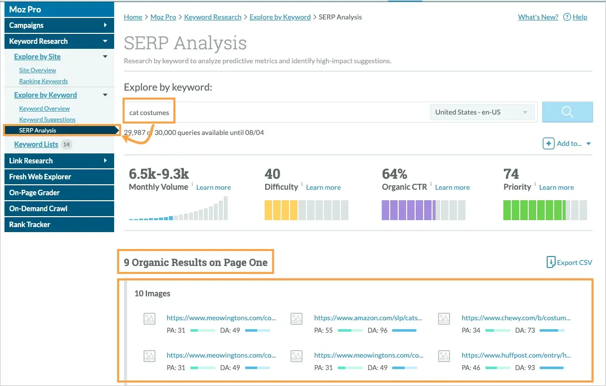 Moz Keyword Explorer